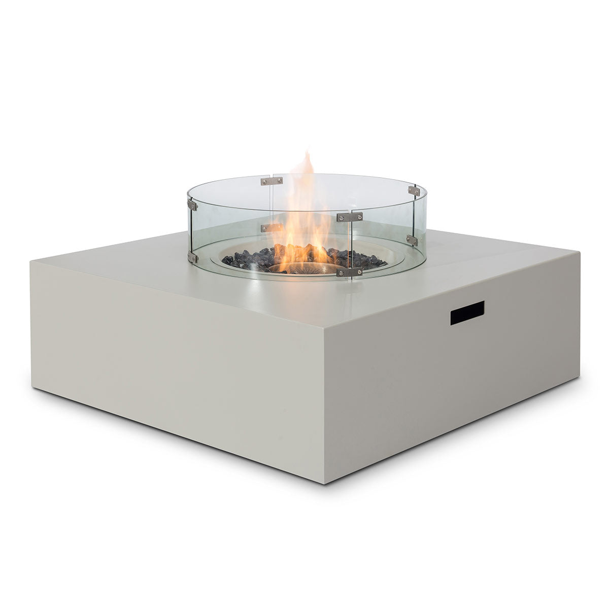 White aluminium square gas fire pit #colour_pebble white