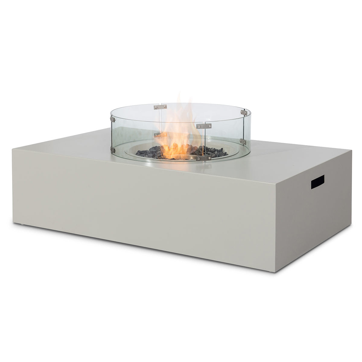 Aluminium rectangular gas fire pit coffee table #colour_pebble white