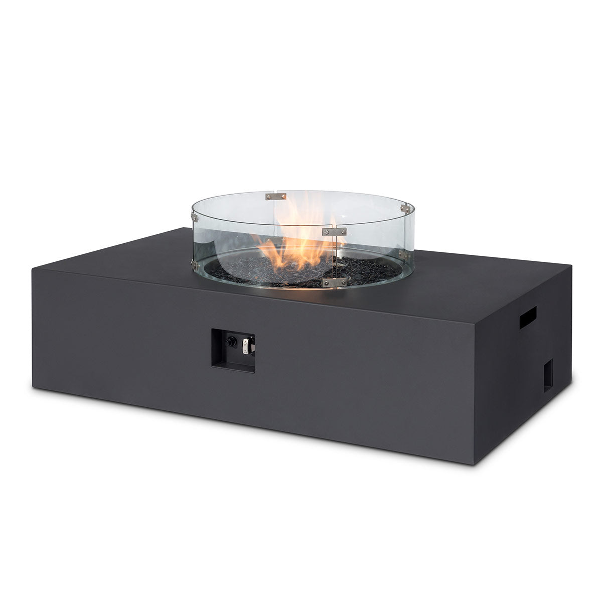 Aluminium rectangular gas fire pit coffee table #colour_charcoal