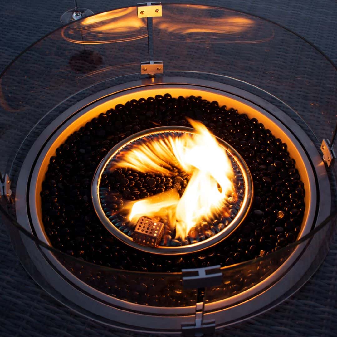 Close up of the round fire pit table