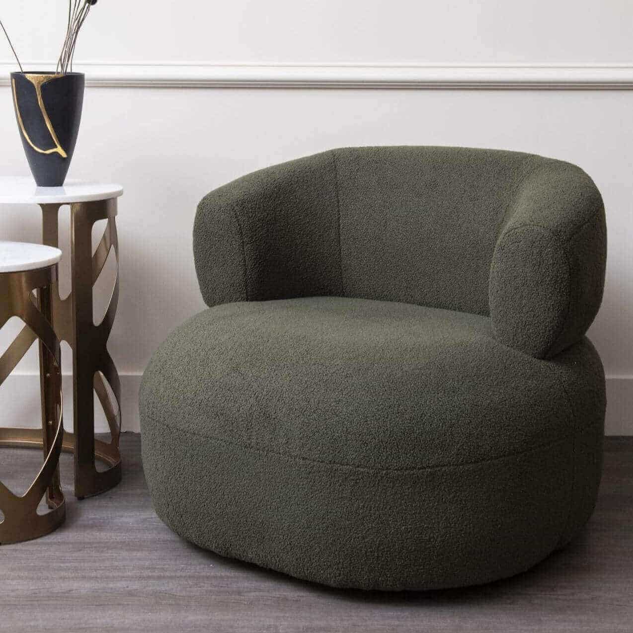Green Occasional Boucle Chair