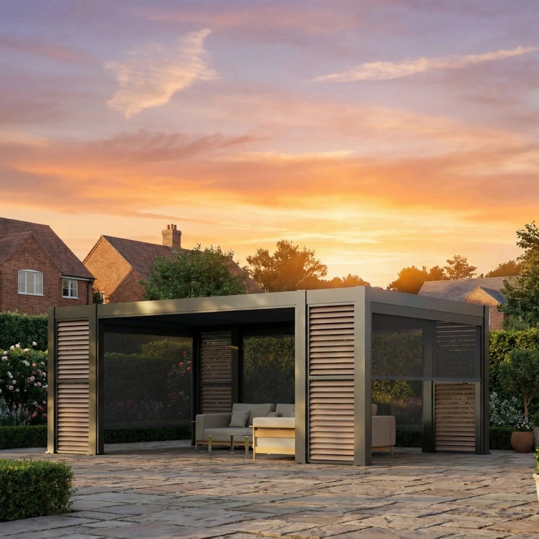 Hemera Deluxe Aluminium Pergola With 8 Legs - 5m x 3m in Grey