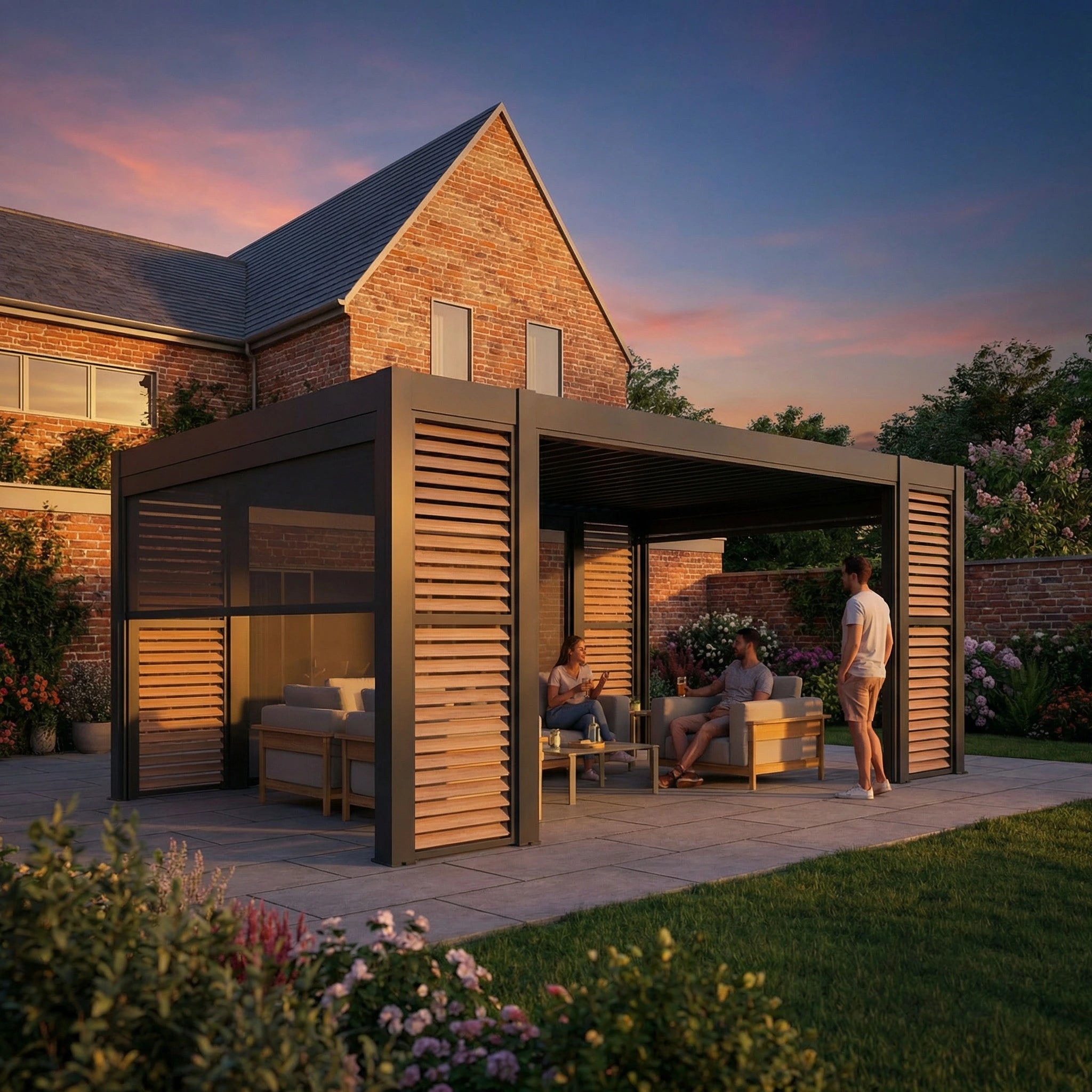 Hemera Deluxe Aluminium Pergola With 8 Legs - 5m x 3m in Grey