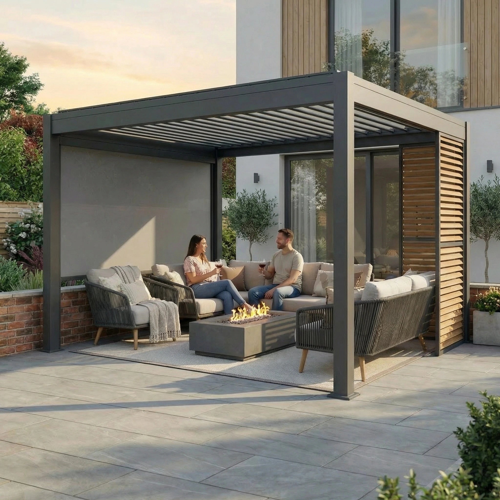 Hemera Deluxe Aluminium Pergola - 3m x 3m in Grey