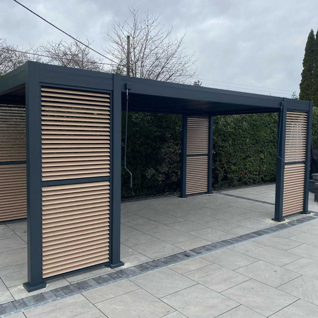3x6 anthracite grey aluminium pergola with 8 legs