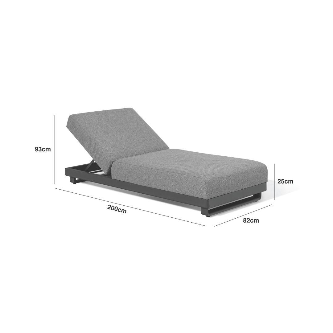 Dimension Footprint of a Fabric Sunlounger with a Powder Coated Aluminium Frame 