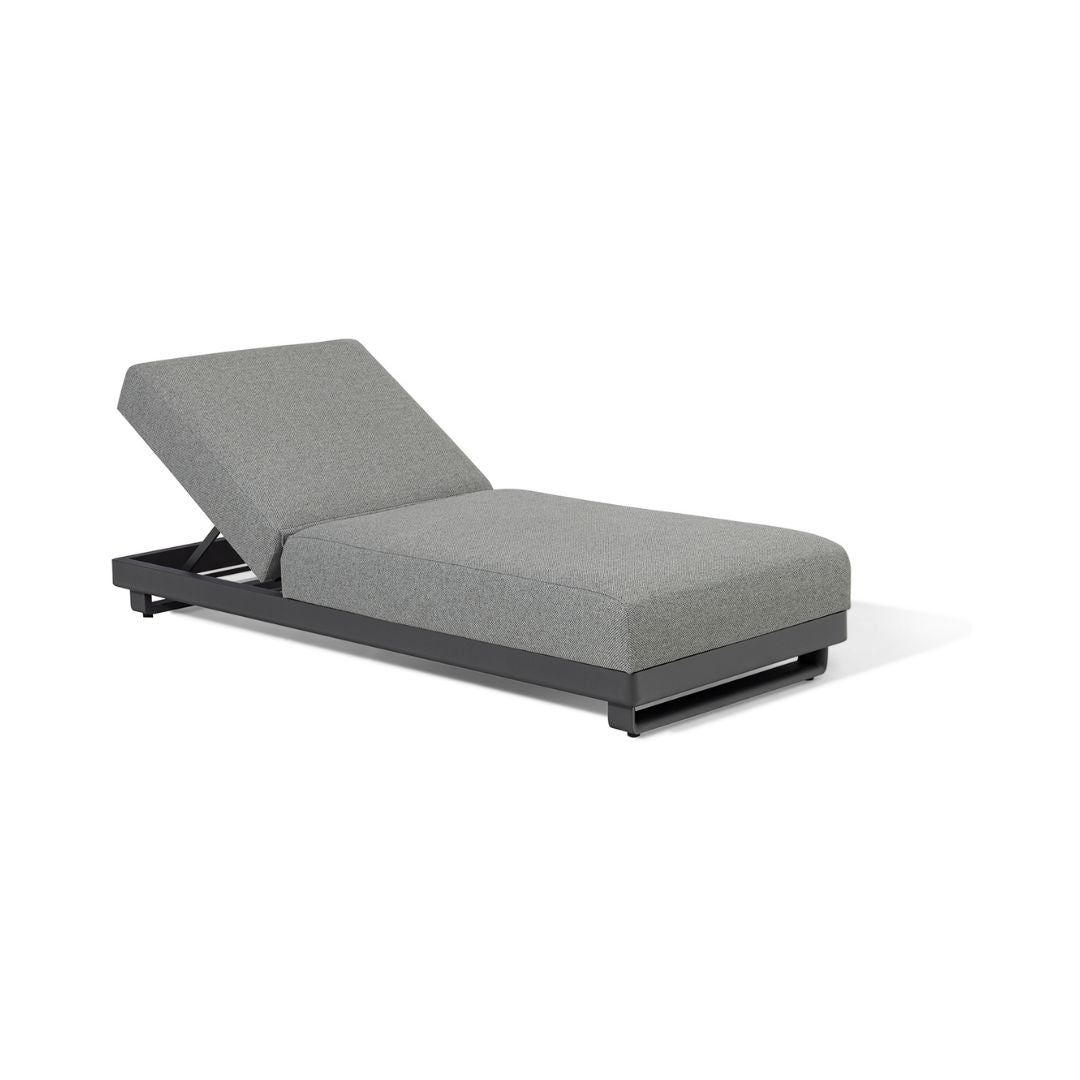 Zinc Grey Fabric Sunlounger with a Grey Powder Coated Aluminium Frame #colour_zinc grey