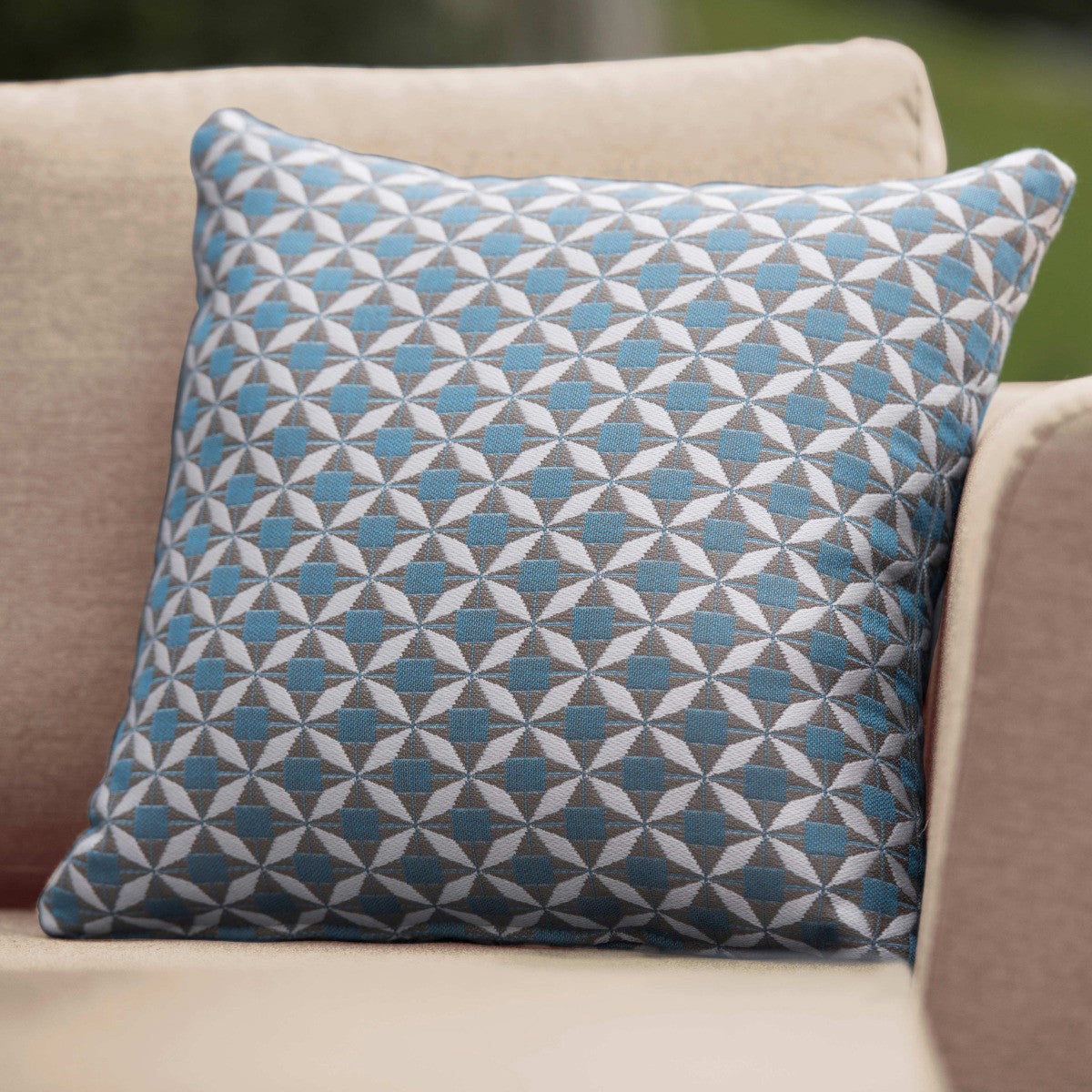 Pair of Blue Mosaic Outdoor Cushions