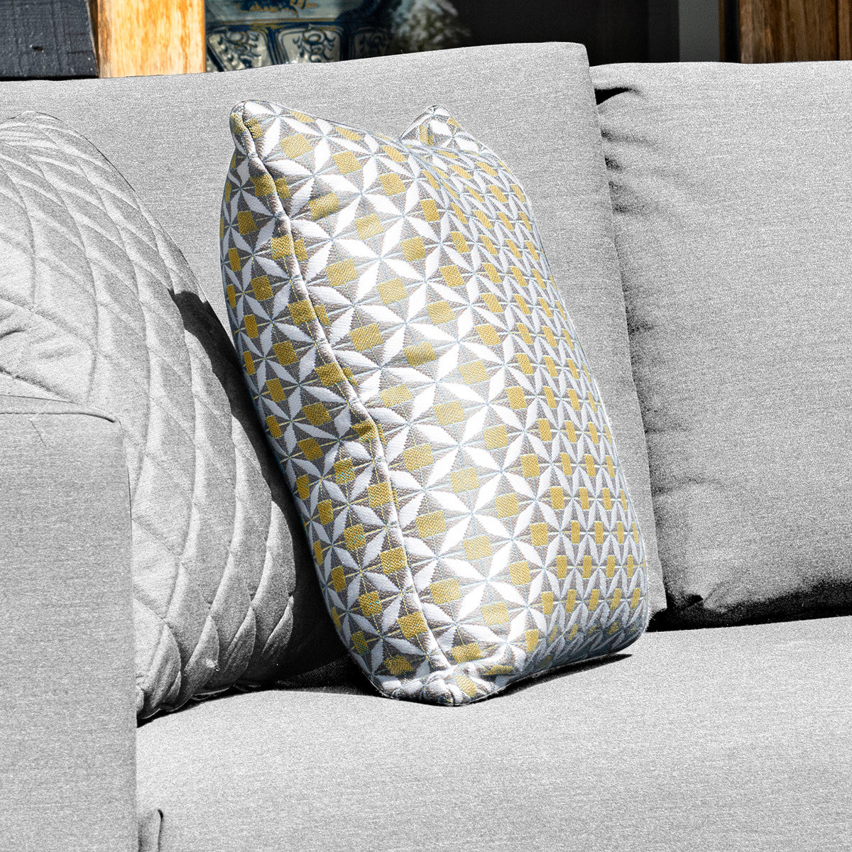 Pair of Yellow Mosaic Outdoor Cushions
