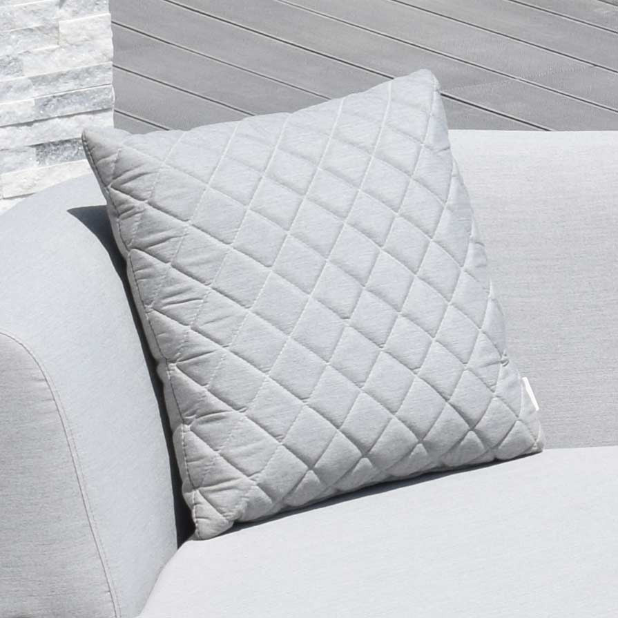 Pair of Lead Chine Quilted Outdoor Cushions
