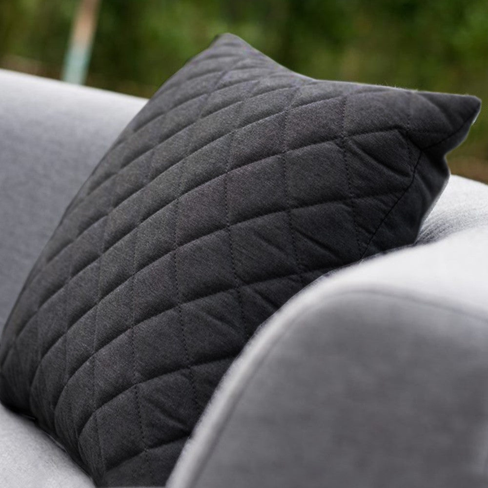 Pair of Charcoal Quilted Outdoor Cushions