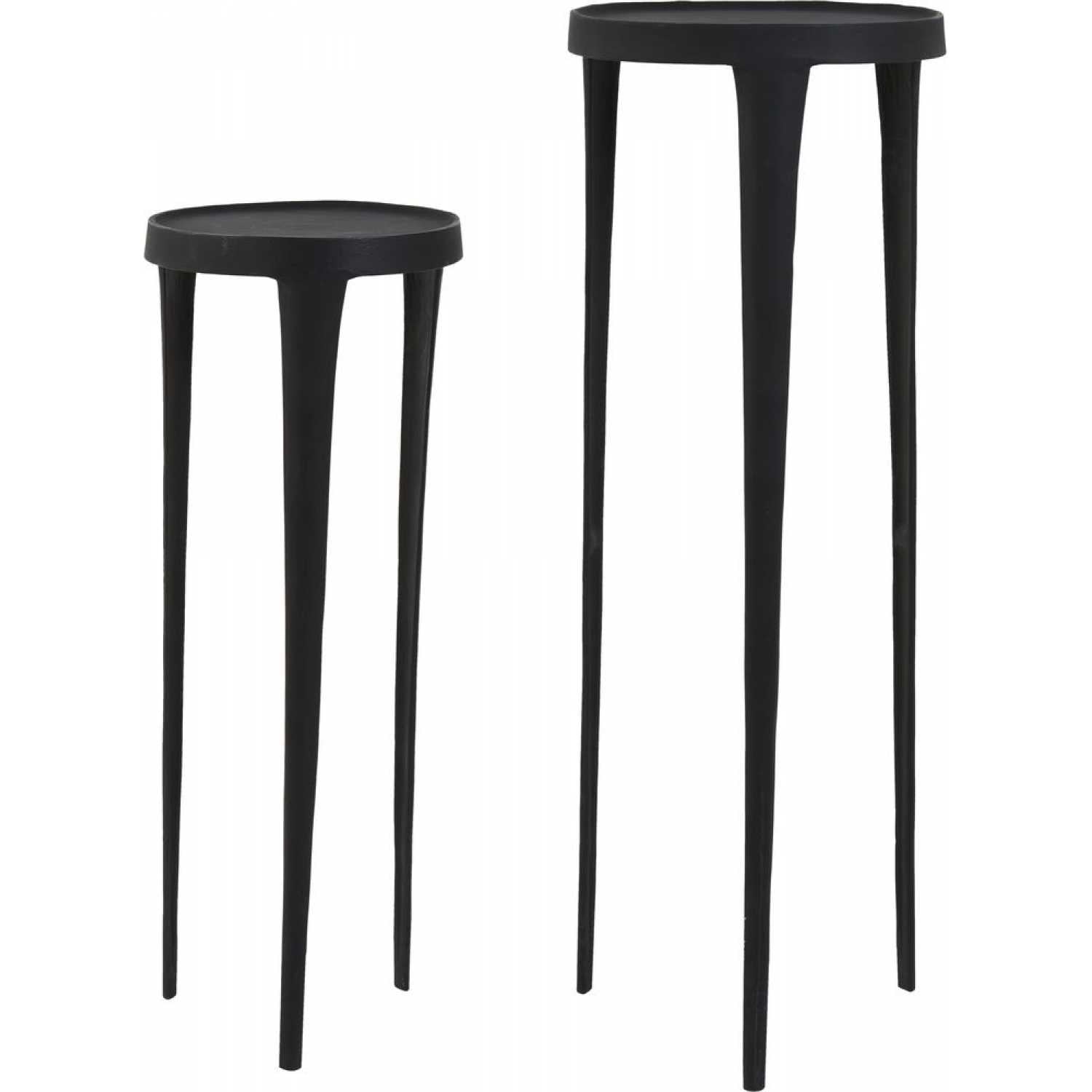 Set of 2 Black Pedestal Side Tables