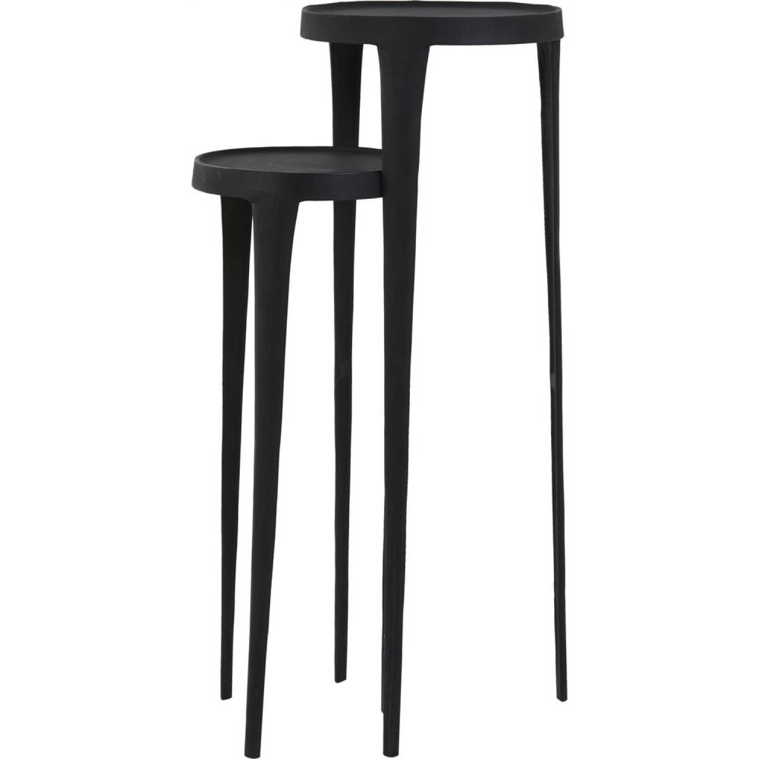 Set of 2 Black Pedestal Side Tables