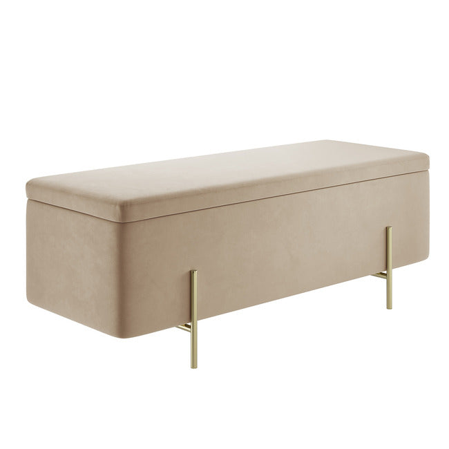 Champagne Velvet Storage Ottoman ATM Living
