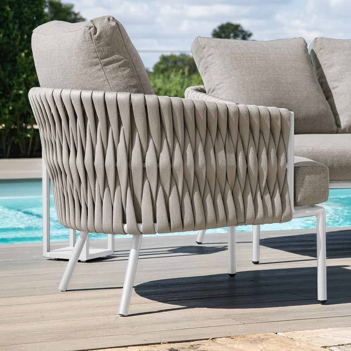 Marina 2 Seat Sofa Set Beige Rope and Aluminium Outdoor Furniture #colour_sandstone