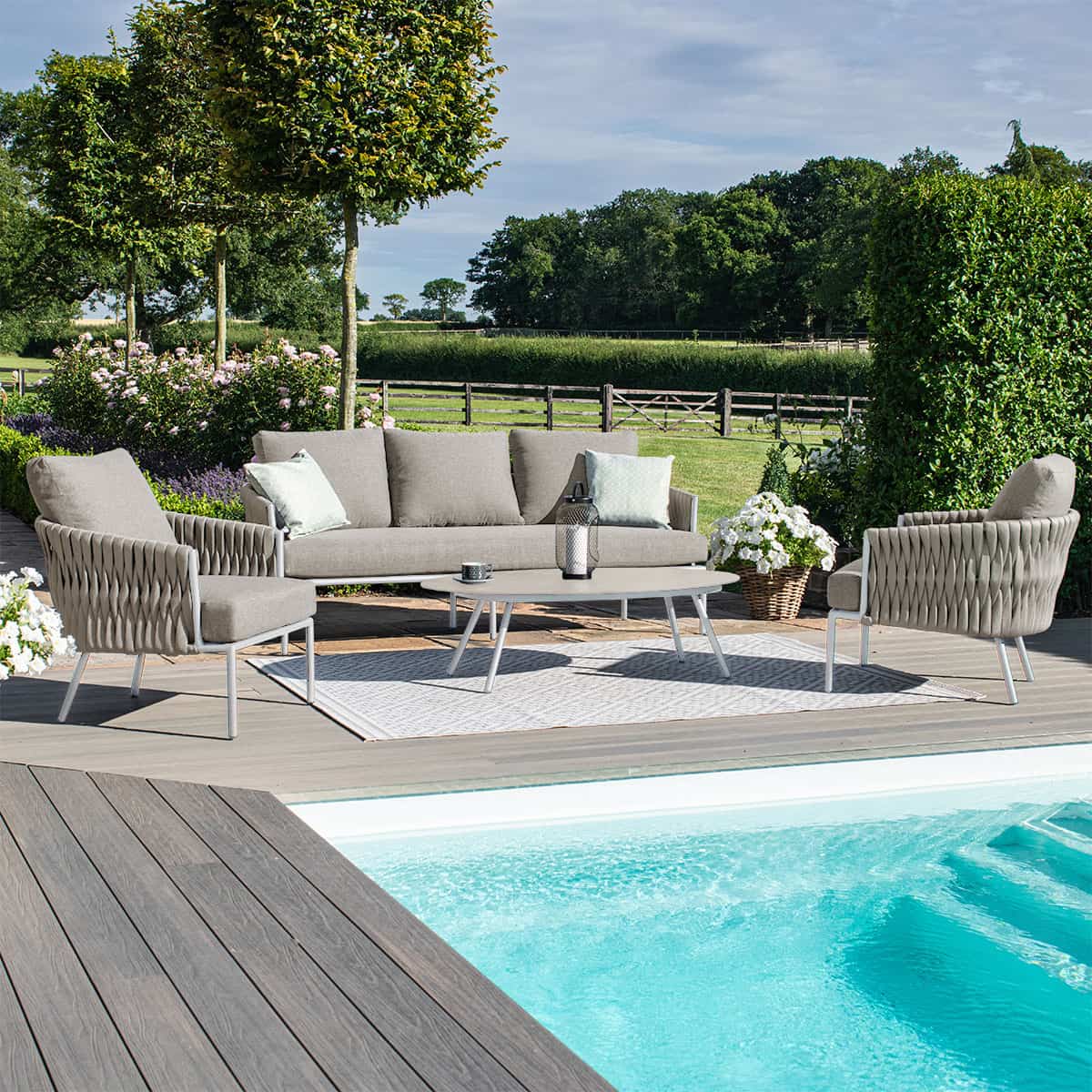 Marina 3 Seat Sofa Set Sandstone / Beige Rope and Aluminium Outdoor Furniture #colour_sandstone