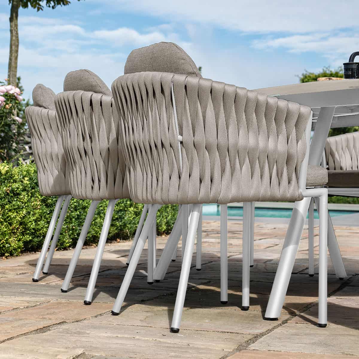 Marina 8 Seat Oval Dining Set Sandstone / Beige Rope and Aluminium Outdoor Furniture #colour_sandstone