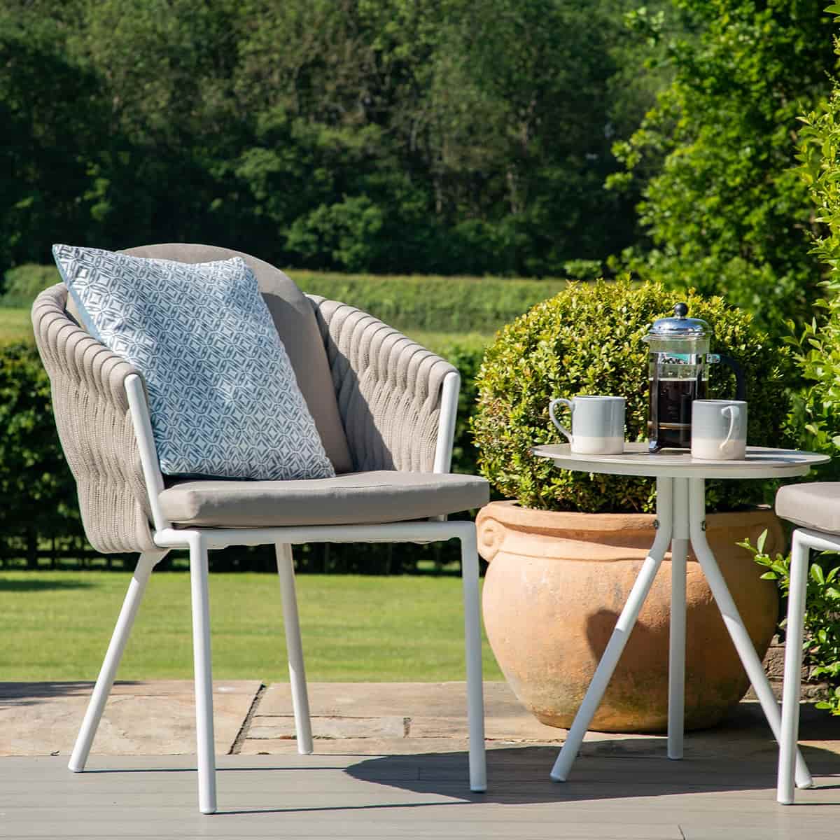 Marina 2 Seat Bistro Set Sandstone / Beige Rope and Aluminium Outdoor Furniture #colour_sandstone