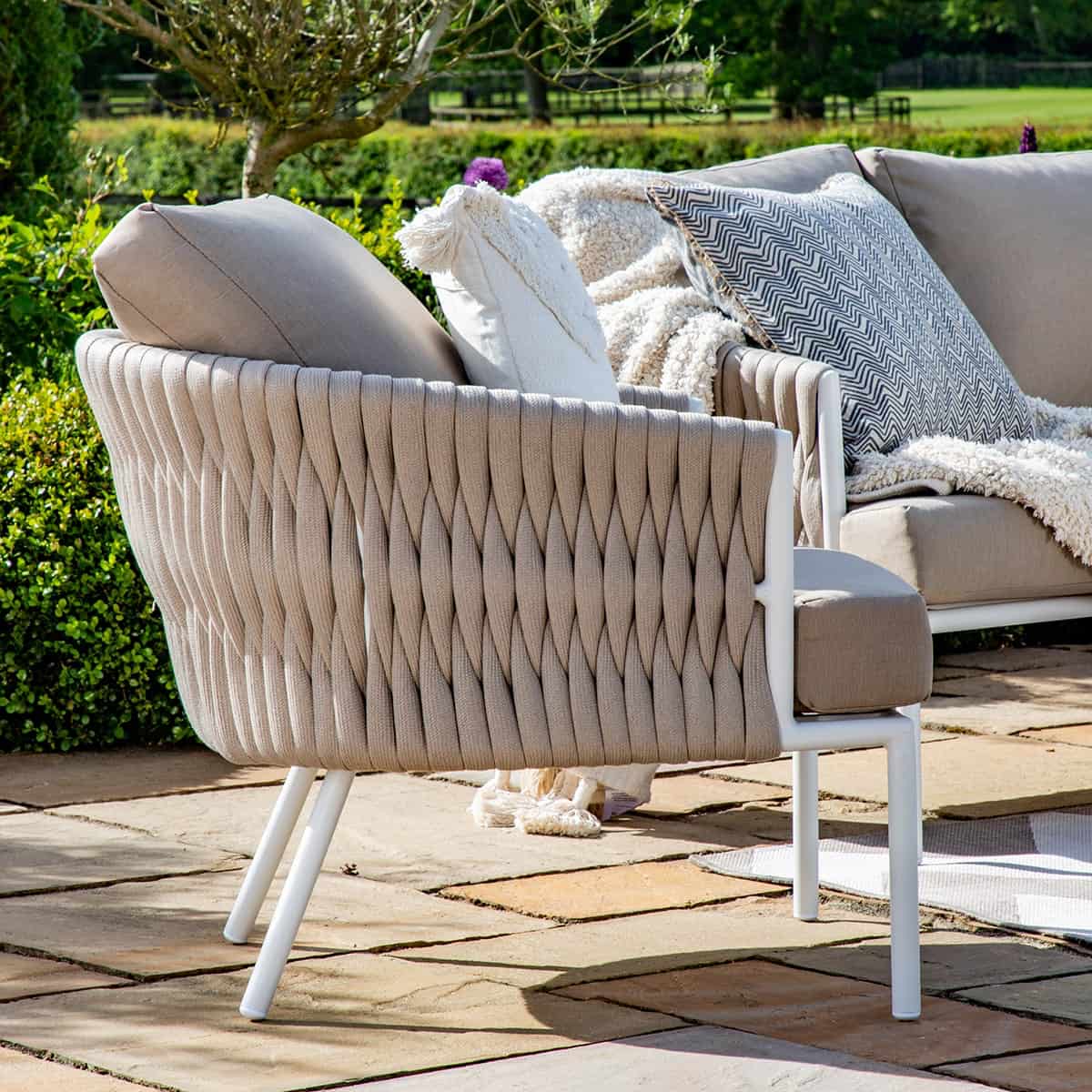 Marina Corner Sofa Set Sandstone / Beige Rope and Aluminium Outdoor Furniture #colour_sandstone
