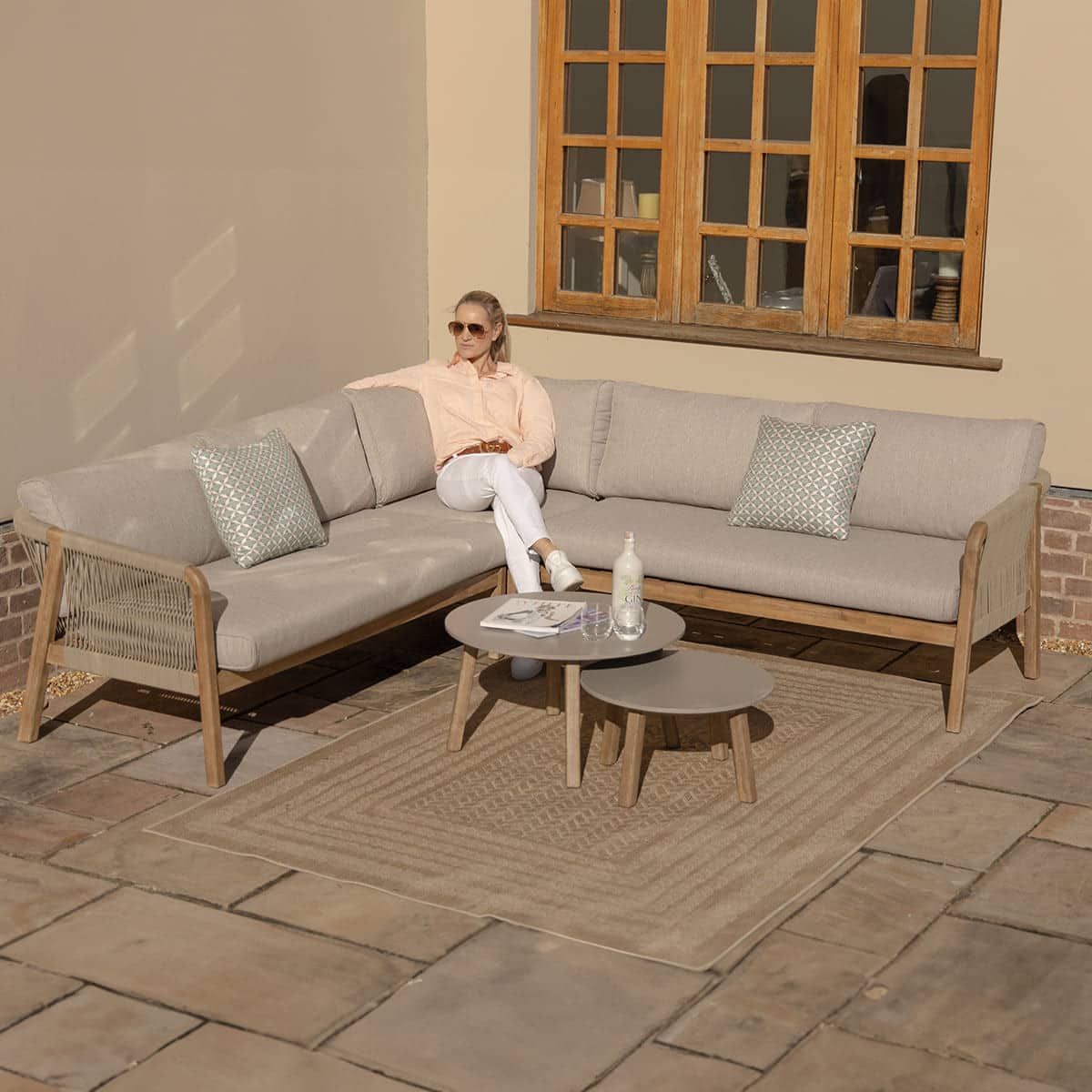 Martinique Rope Weave & Acacia Wood Corner Sofa Set | ATM Living