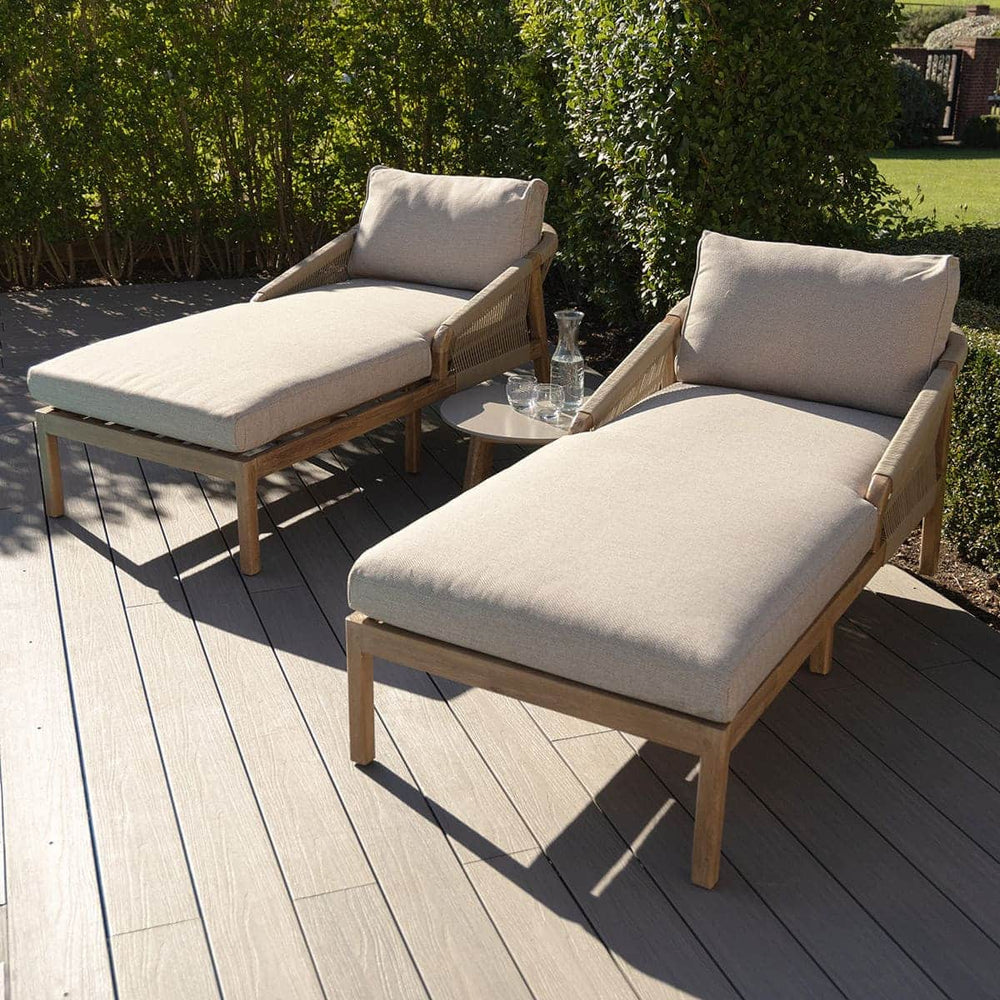 Martinique Rope Weave & Acacia Wood Double Sunlounger Set | ATM Living