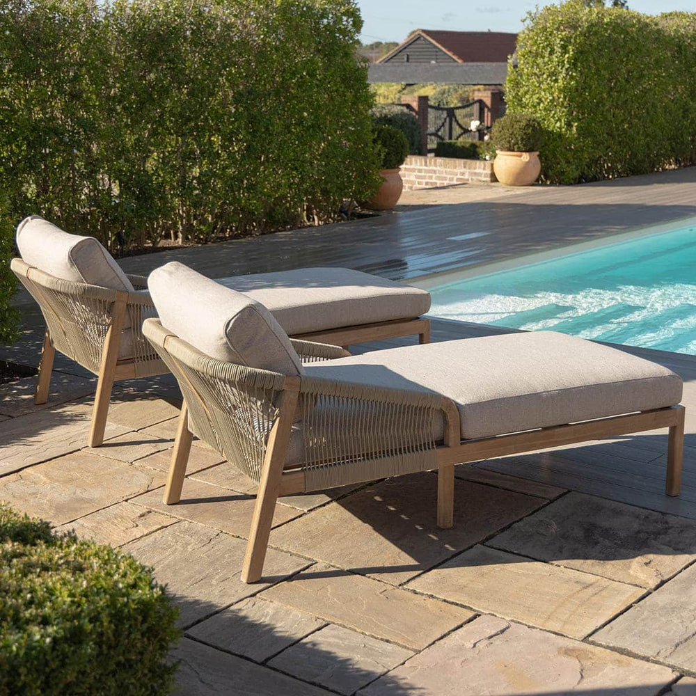 Martinique Rope Weave & Acacia Wood Double Sunlounger Set | ATM Living