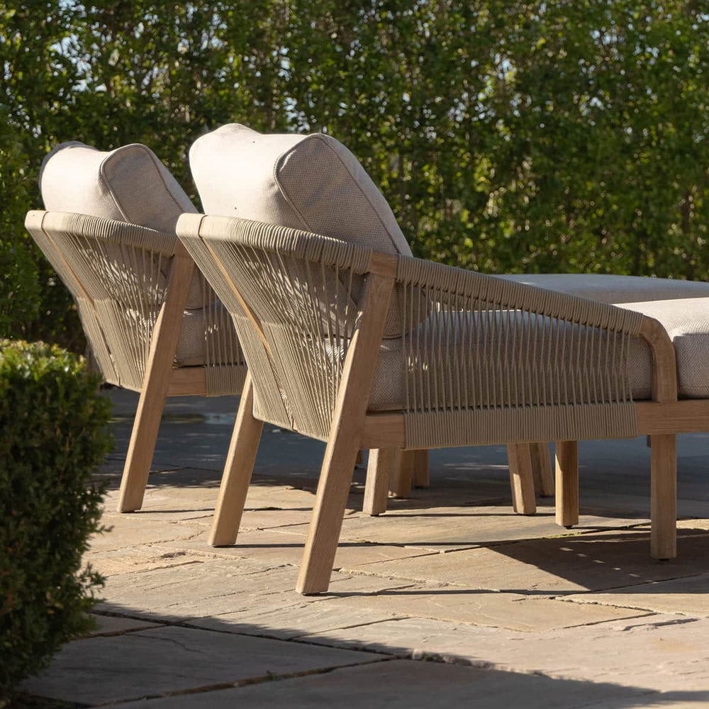 Martinique Rope Weave & Acacia Wood Double Sunlounger Set | ATM Living