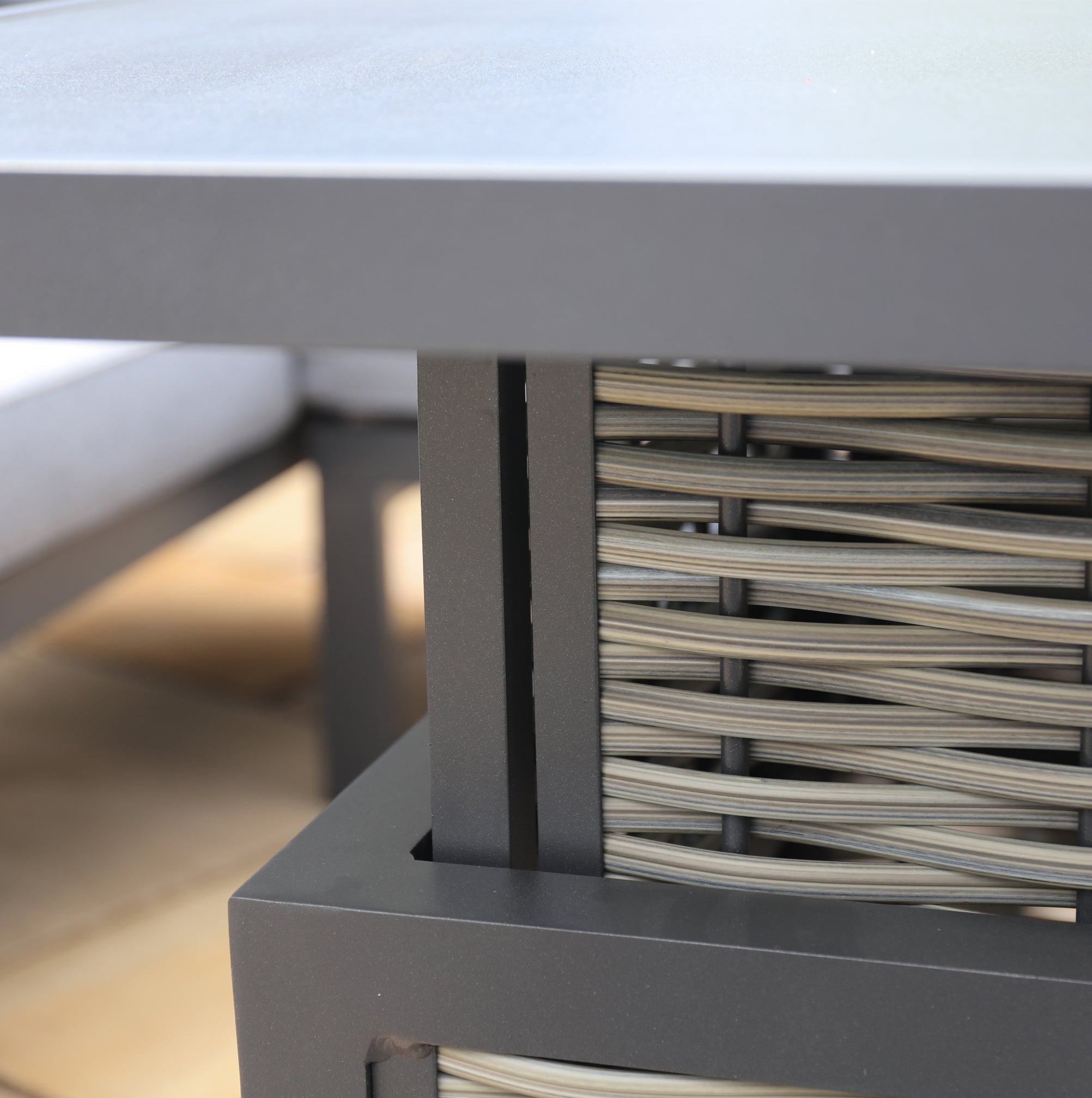 Aluminium / Rattan Weave Rectangular Casual Dining Set with Rising Table