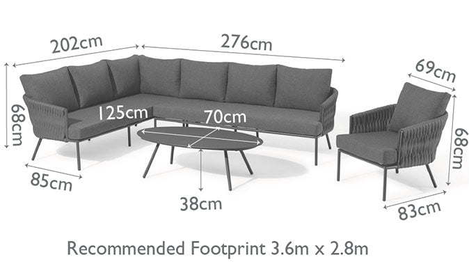 Marina Corner Sofa Set Sandstone / Beige Rope and Aluminium Outdoor Furniture