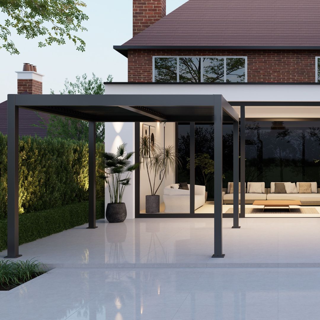 3m x 3m Anthracite Grey Manual Louvred Roof Pergola