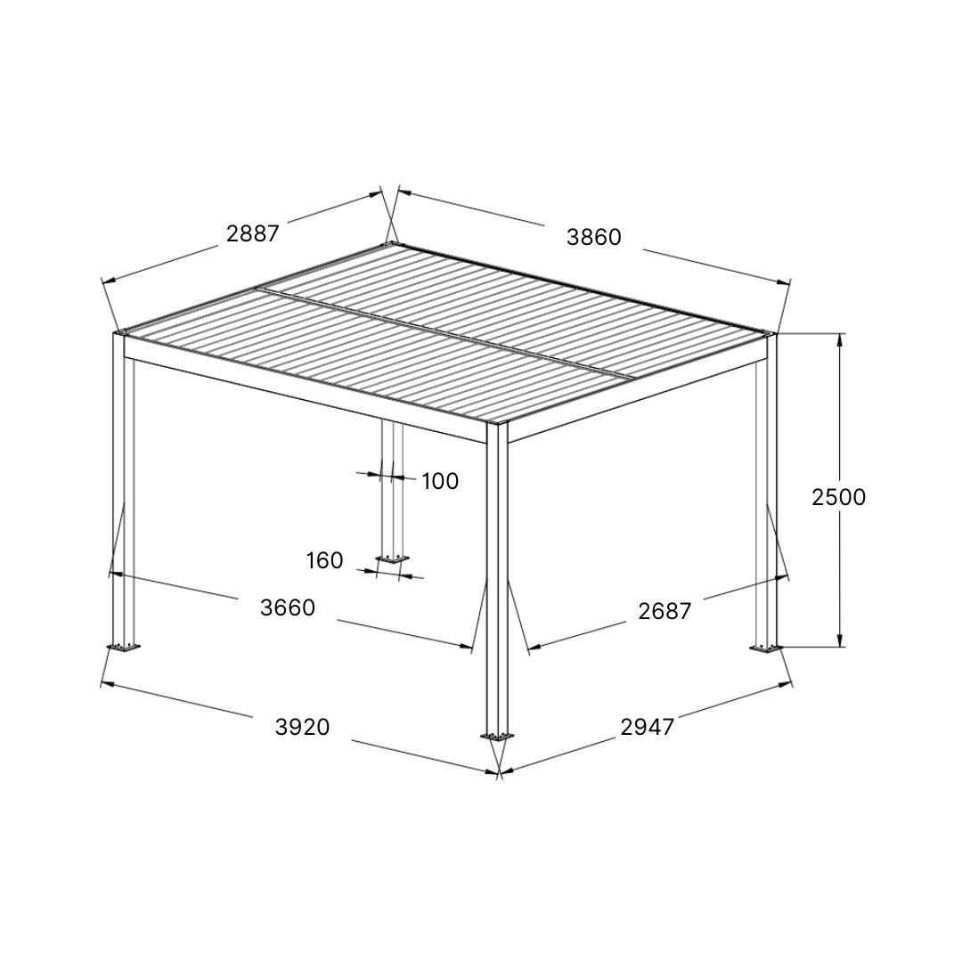 Athena Aluminium Pergola - 3m x 4m in Stone Grey