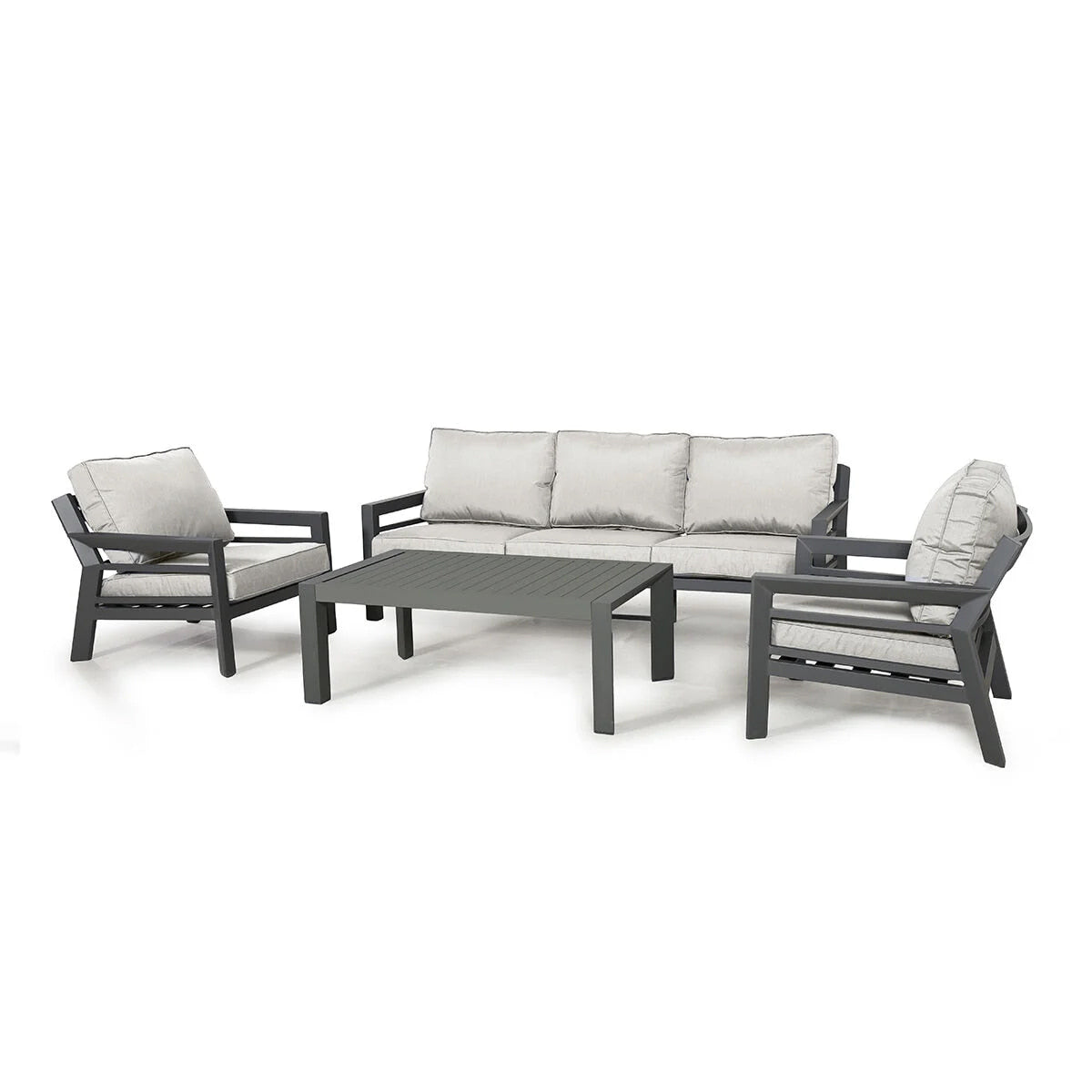 Dove Grey Aluminium 3 Seat Sofa Set with Coffee Table