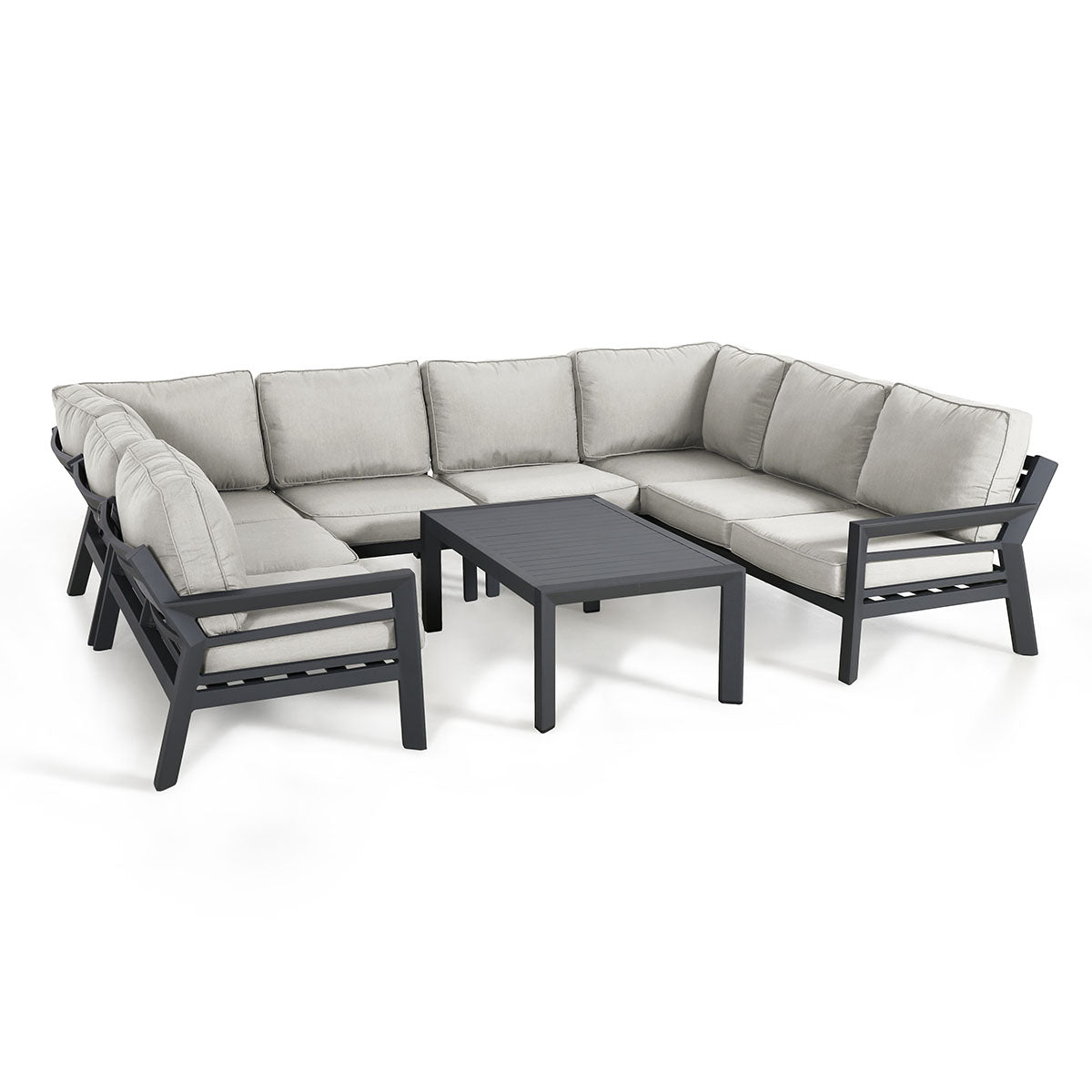 Dove Grey Aluminium U Shaped Sofa Set with Coffee Table