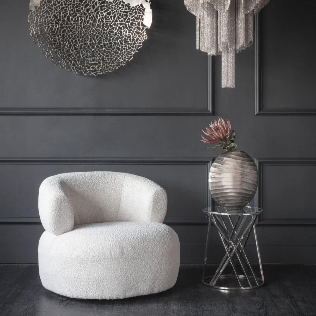 Off White boucle armchair / accent chair  