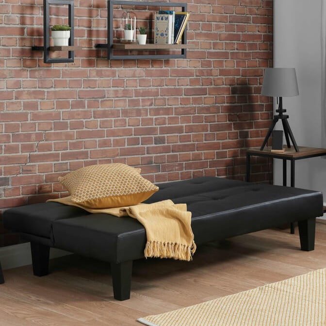 black leather sofa bed