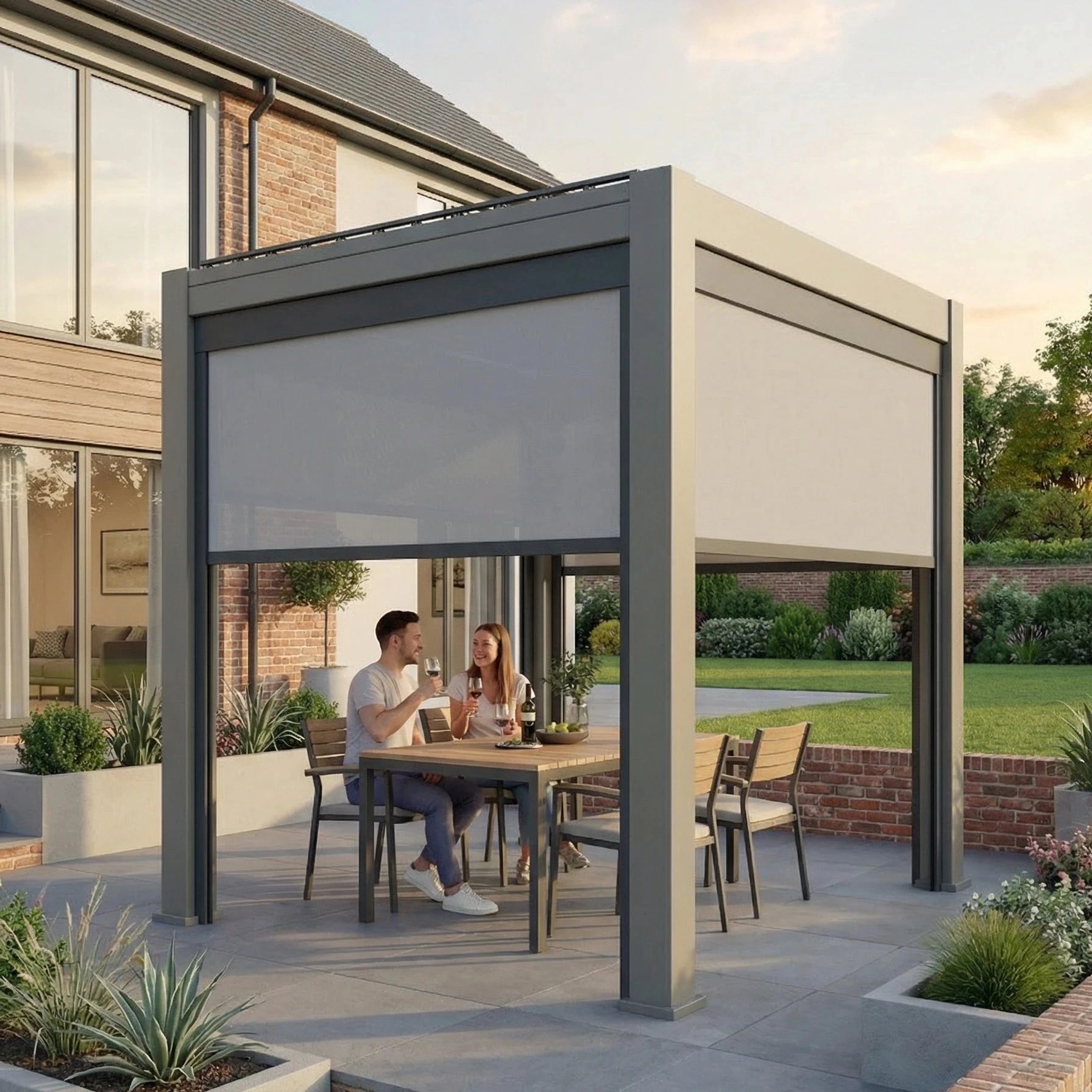 Hemera Aluminium Pergola - 2.5m x 2.5m in Oyster