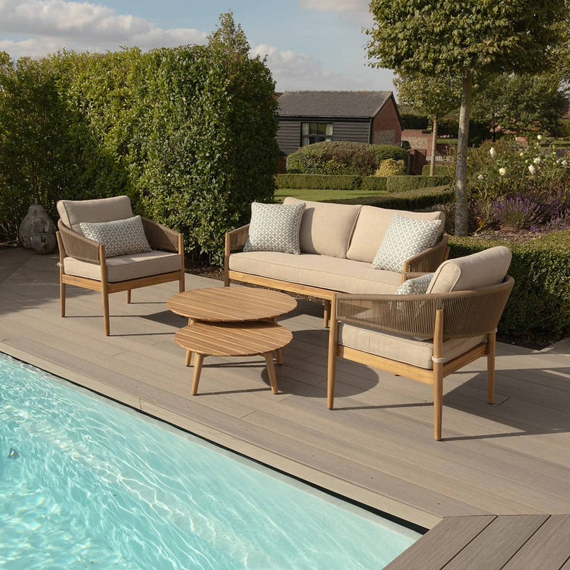 Porto Rope Weave & Acacia Wood 2 Seat Lounge Set | ATM Living