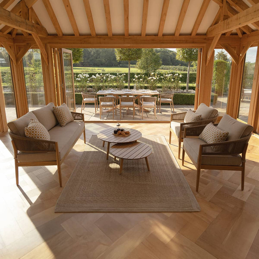 Porto Rope Weave & Acacia Wood 2 Seat Lounge Set | ATM Living