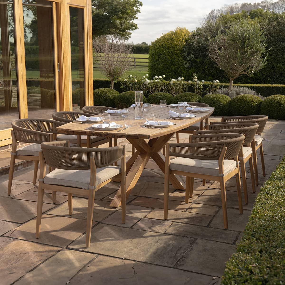 Rope 8 Seat Rectangular Dining Set