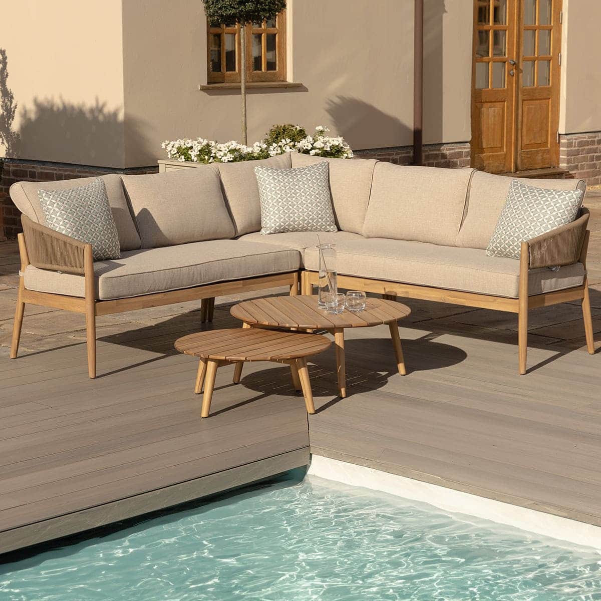 Porto Rope Weave & Acacia Wood Corner Sofa Set | ATM Living