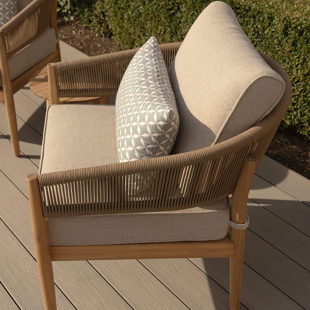 Acacia Wood Lounge Chair with Brown Woven Rope Arms