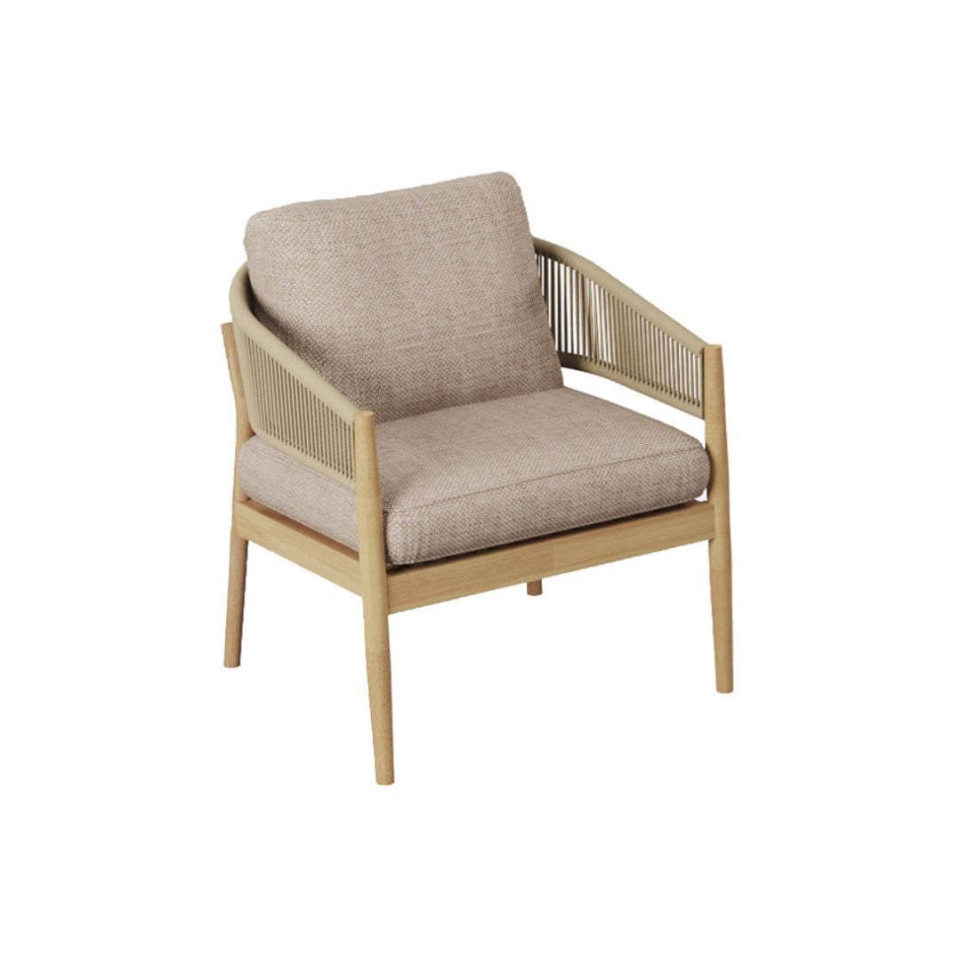 Acacia Wood Lounge Chair with Brown Woven Rope Arms