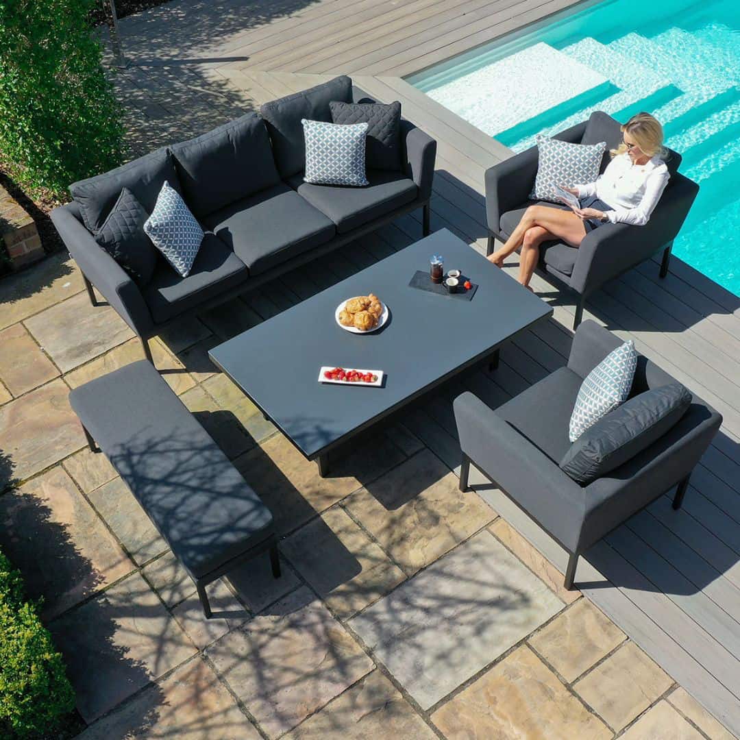 3 Seat Sofa Set with Rising Table #colour_charcoal