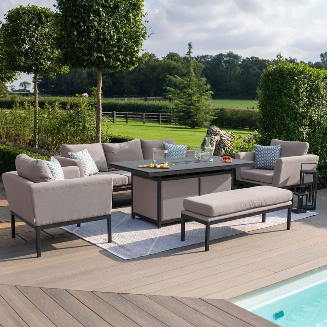 3 seat sofa set with firepit #colour_taupe