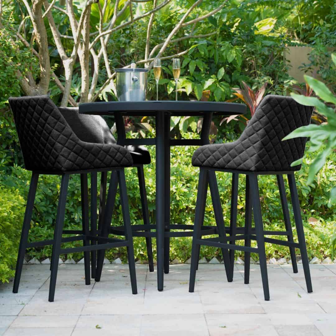 Fabric 4 seat round bar set #colour_charcoal