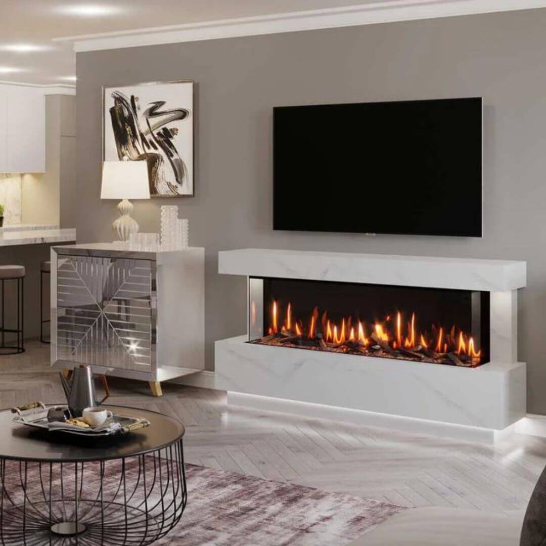 Roma Marble Panoramic Fireplace Suite