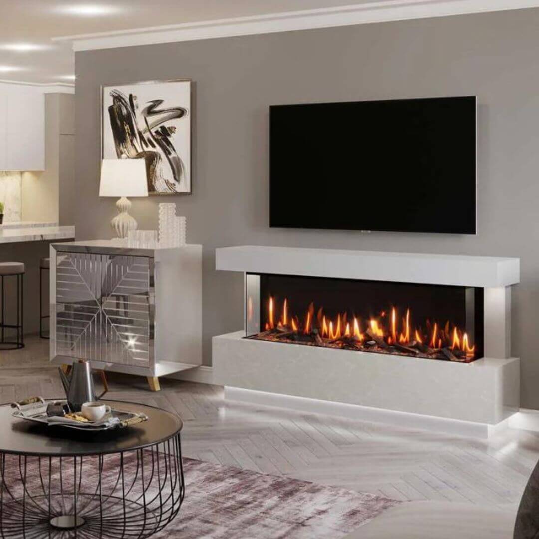 Roma Marble Panoramic Fireplace Suite