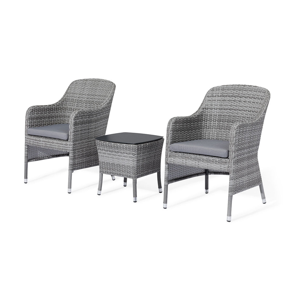Grey rattan bistro set with small table