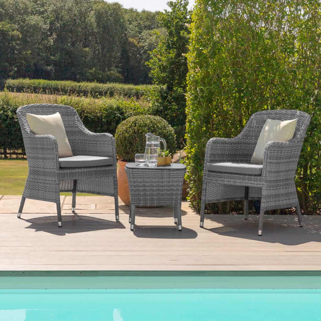 Grey rattan bistro set with small table
