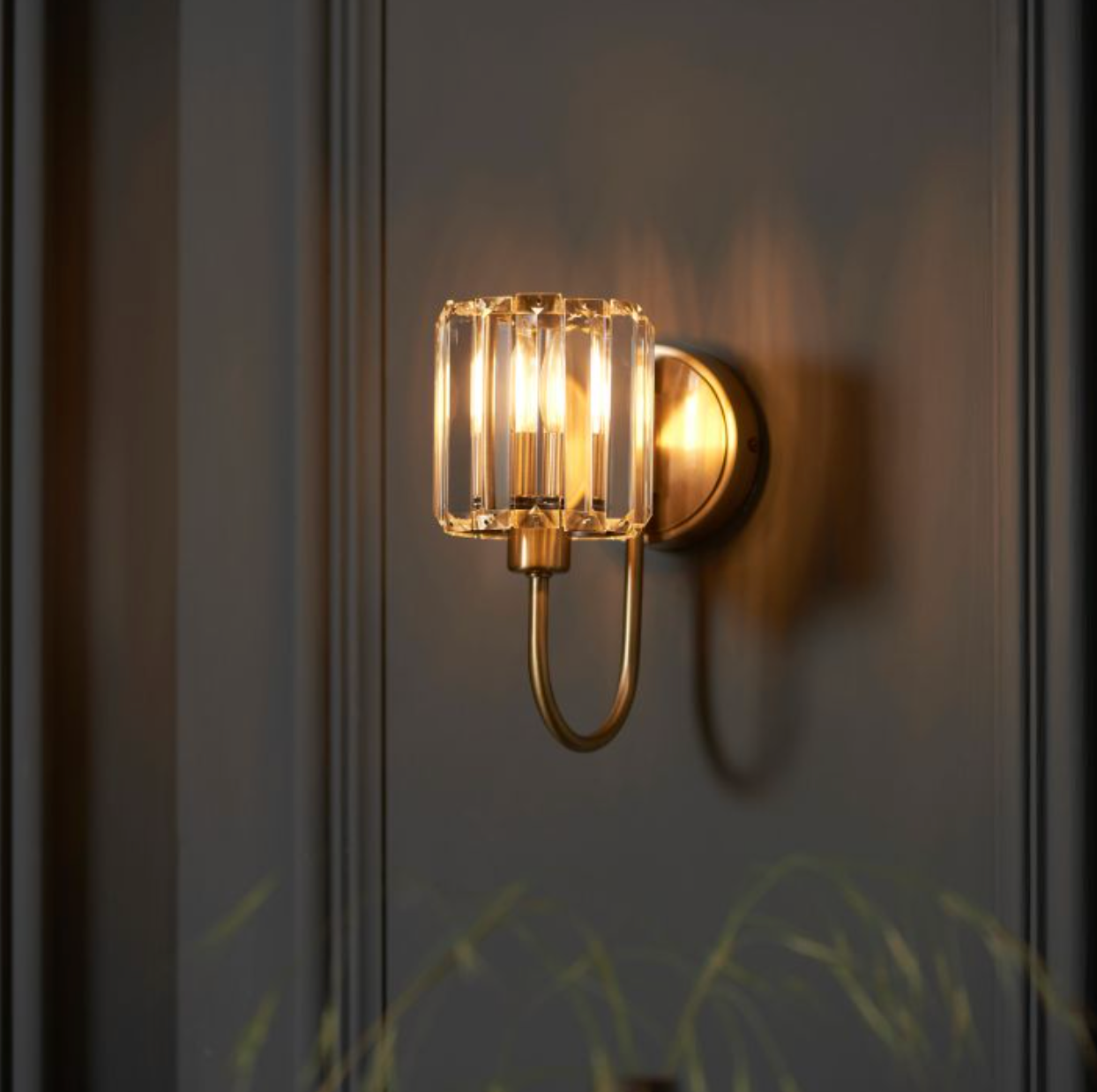 Antique Brass Glass Wall Light